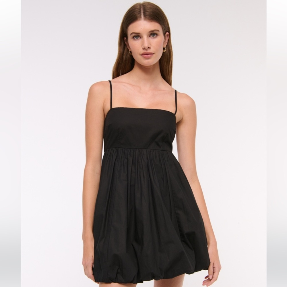 Black poplin bubble hem Abercrombie dress